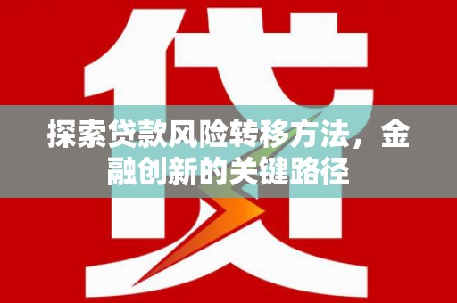 虎林探索贷款风险转移方法，金融创新的关键路径